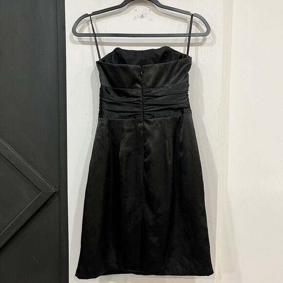 David’s Bridal Formal Bridesmaid Strapless Black Satin Dress Size 4 Pockets - Picture 6 of 7
